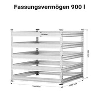 Compostiera da giardino in metallo 100 x 100 x 90 cm per 900 litri di compost da rifiuti organici