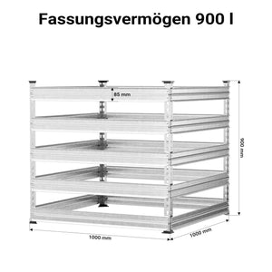 Compostiera da giardino in metallo 100 x 100 x 90 cm per 900 litri di compost da rifiuti organici