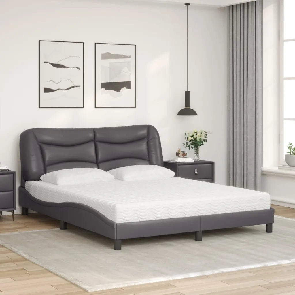 Letto con Materasso Hvar Grigio 160x200 cm in Similpelle 3208734