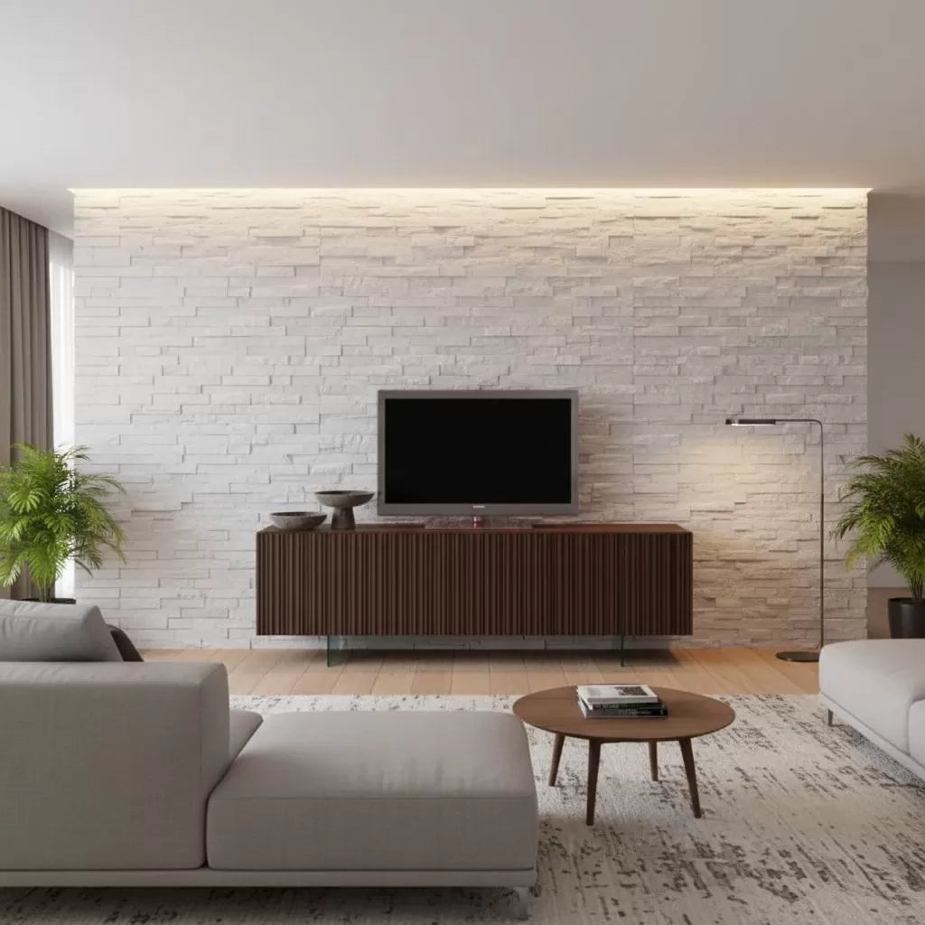 Porta tv 3 ante contemporaneo legno marrone frassino gambe in vetro 166x47x60 (3155) - Mobili 2G