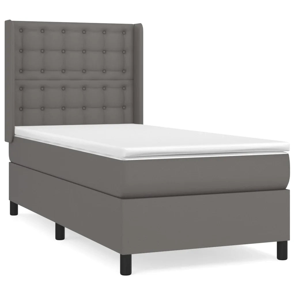 Giroletto a Molle con Materasso-Struttura Letto con Materasso Grgio 80x200 cm in Similpelle 869615
