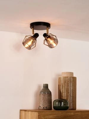Plafoniera spot Lucide Nila 2xE14 nero oro dimmerabile