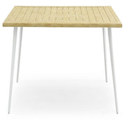 Tavolo da Giardino 90x90x75 cm in Acciaio Kraus Leonardo Bianco e Effetto Legno