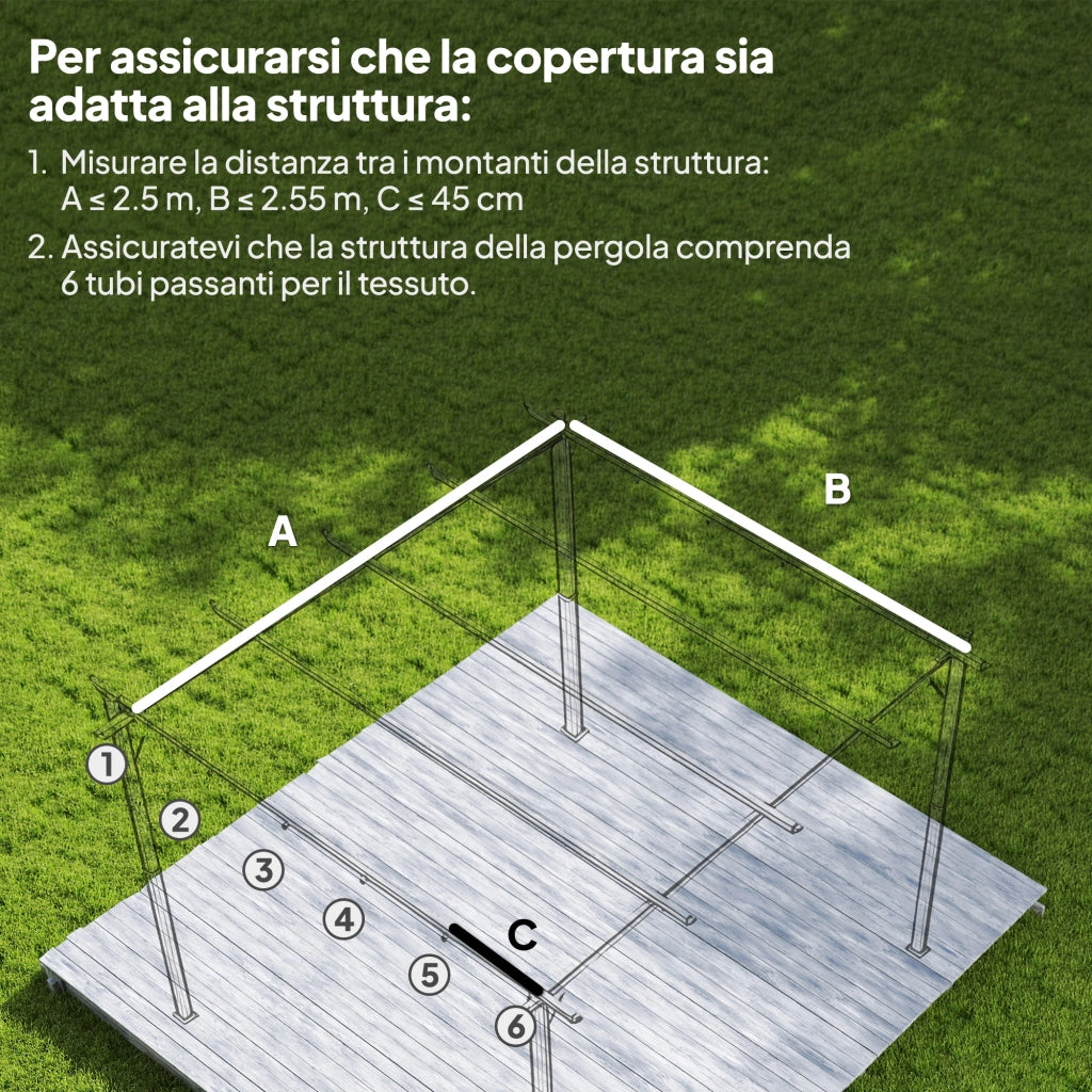 Tetto di Ricambio per Gazebo 3x3 m con 10 Fori di Drenaggio in Poliestere Grigio Chiaro