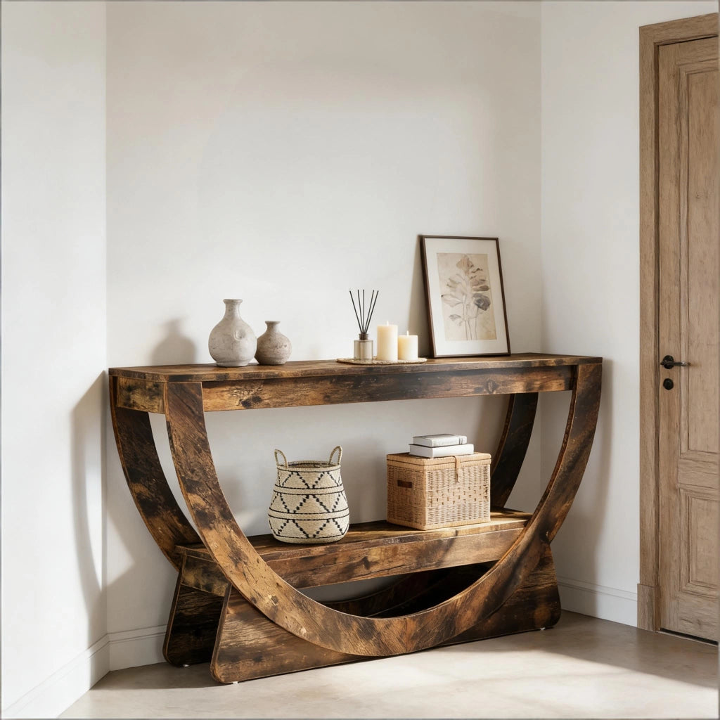 Mobile porta TV rustico con 2 ripiani aperti in MDF marrone scuro per soggiorno 160 × 30 × 80,5 cm