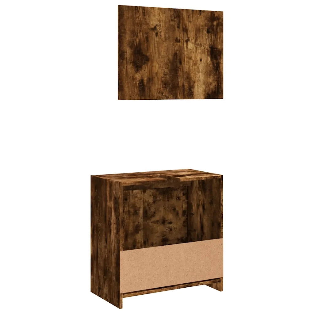 vidaXL Set Mobili da Bagno 2 pz Rovere Fumo in Legno Multistrato