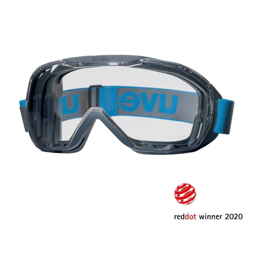 Uvex 9320265 Megasonic Occhiali a mascherina OTG Policarbonato Antiappannante Antigraffio UV400 colore Blu Trasparente