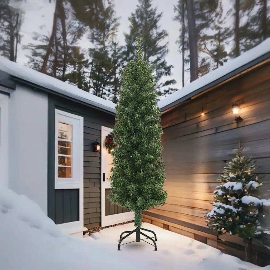 Albero di Natale Sottile-Decorazioni natalizie con Base 270 cm in PVC