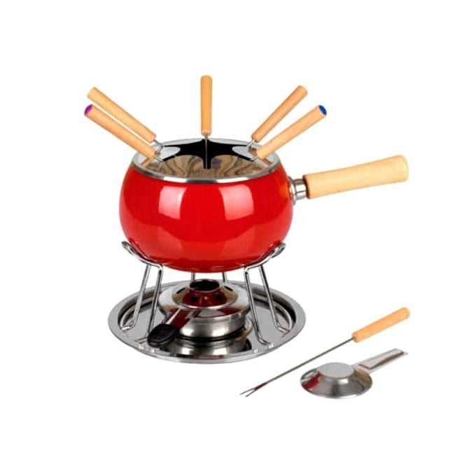 Fonduta Smaltata Rossa Set Pezzi 12