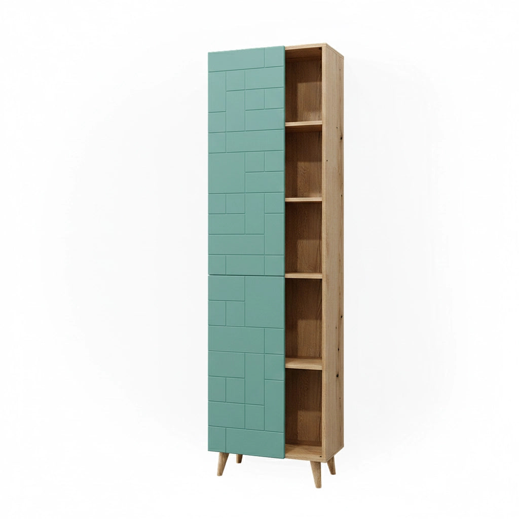 Vicco Armadio per il bagno Verde menta 56 x 193 cm con ante e vani a giorno