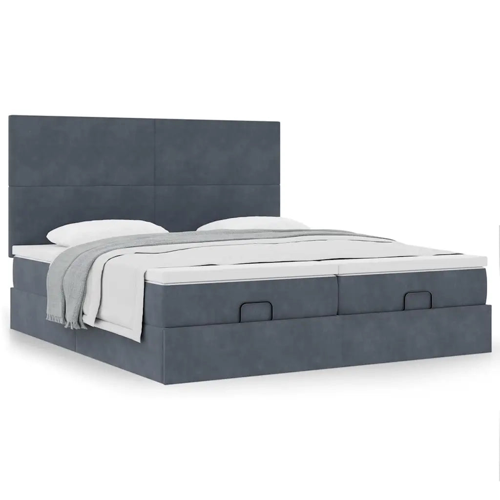 Struttura Letto Pouf con Materassi 160x200 cm in Velluto 3313749