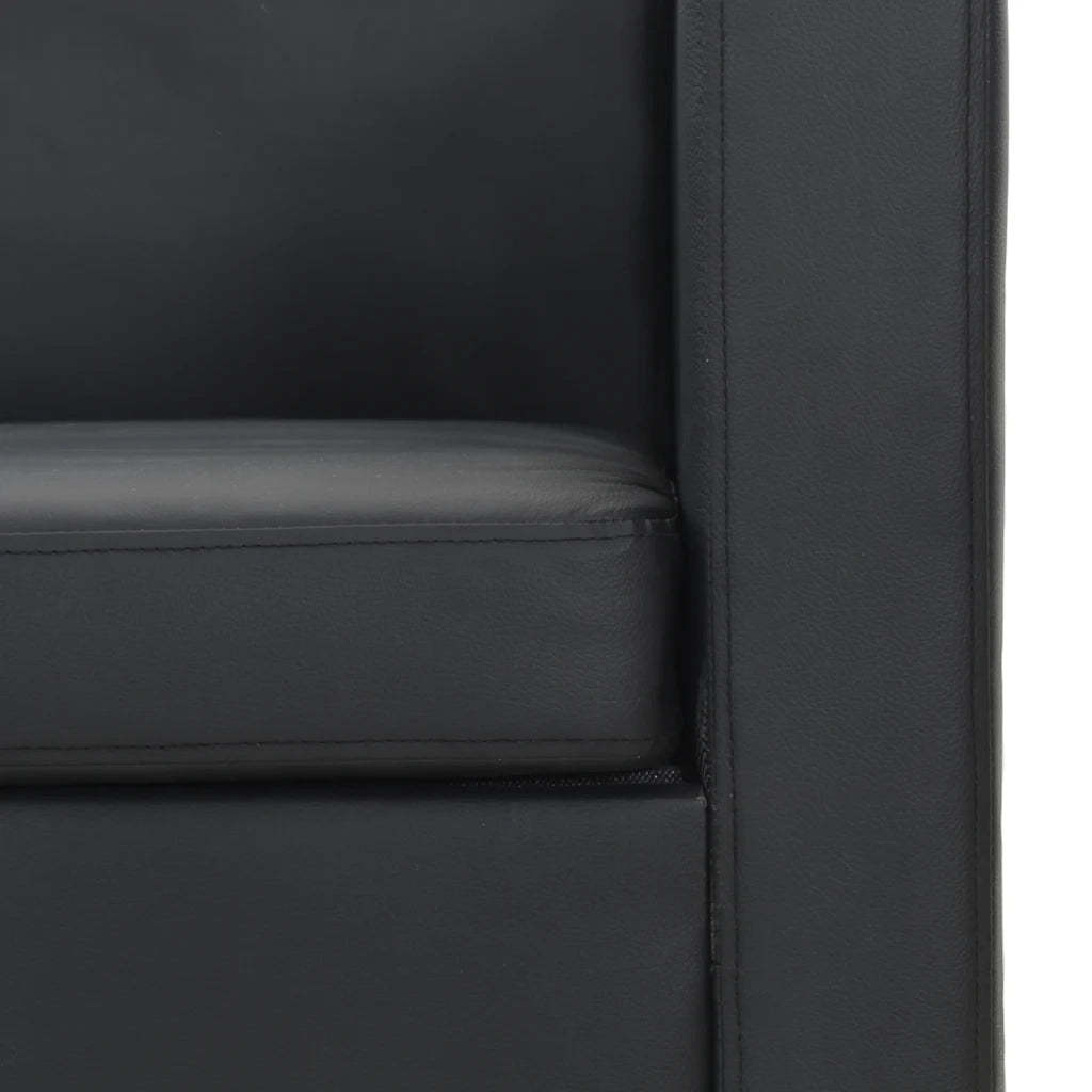 Divano a 2 Posti in Similpelle Nera  cod mxl 9783