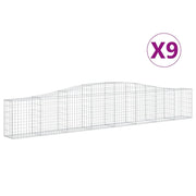 Set di 9 gabbioni ad arco per recinzione gabbia o muro di contenimento 400 x 30 x 60/80 cm ferro zincato argento 02_0041302