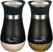 Set di contenitori per spezie in vetro con coperchio in acciaio inossidabile per accessori da cucina - contenitore per spezie con coperchio in acciaio inossidabile - contenitori per spezie per tavola da cucina e BBQ (nero)