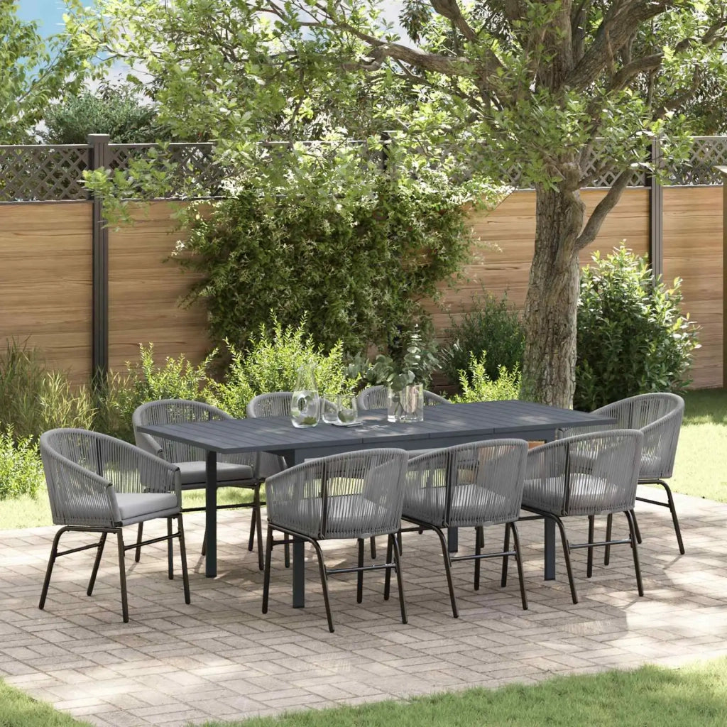 Set da Pranzo per Giardino 9 pcs Grigio polyrattan 3378833