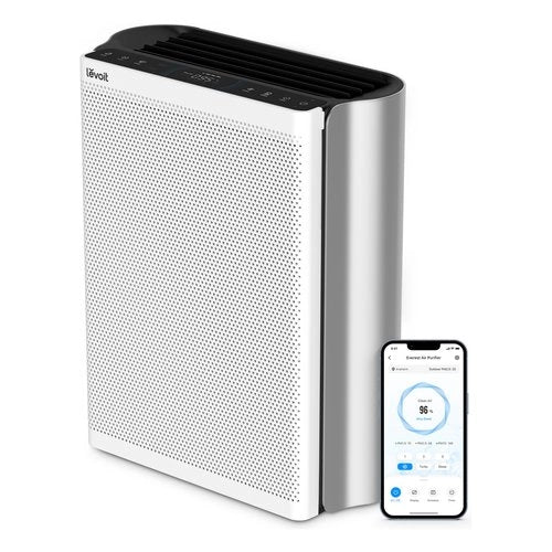 Levoit purificatore d'aria intelligente everestair per ambienti grandi, monitoraggio della qualità dell’aria a 3 canali, prefiltro lavabile, controllo smart, ideale per chi soffre di allergie - LVEL551SA