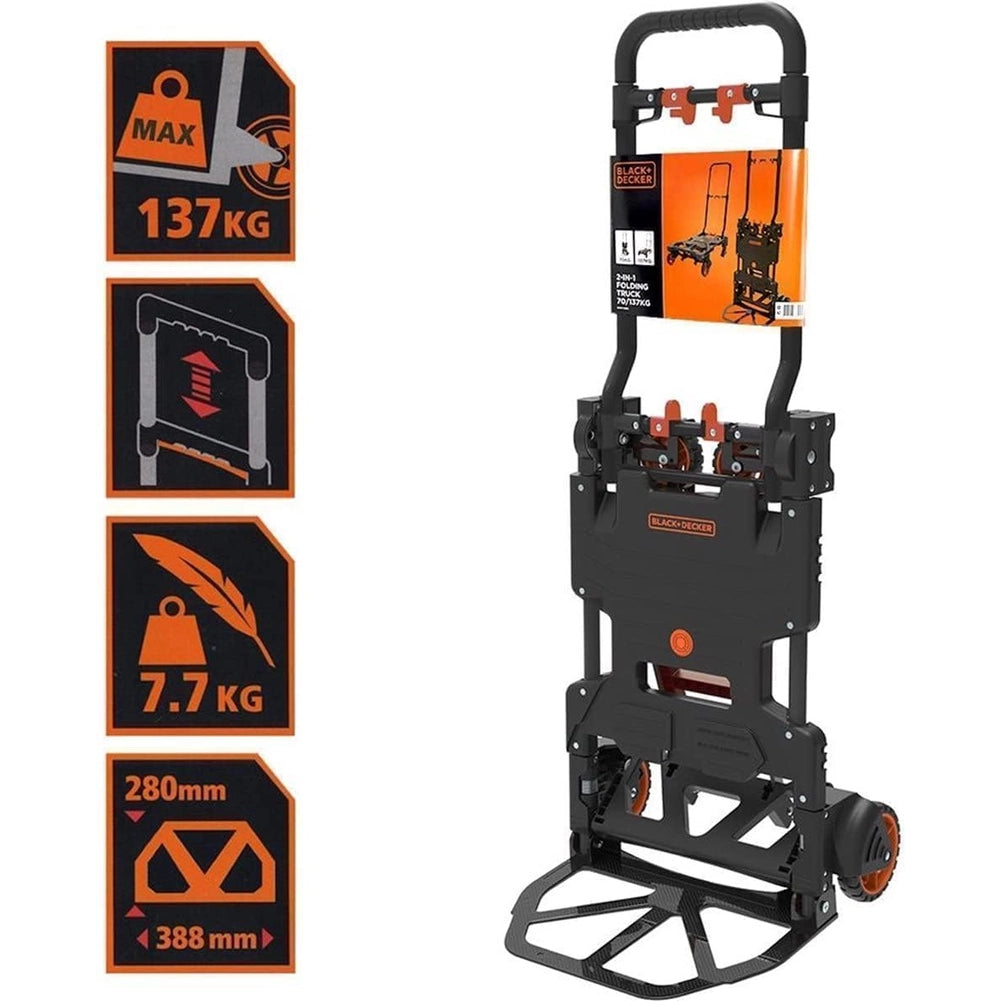 Carrello 2-in-1 Pieghevole con Piattaforma Carrellino Trasporto Pacchi Max 120kg