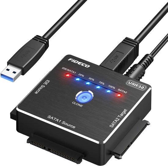 Adattatore USB 3.0 per Disco Rigido 2.5 e 3.5 pollici - Converte in SATA e IDE - Ideale per la Trasmissione dei Dati e il Clonaggio Offline
