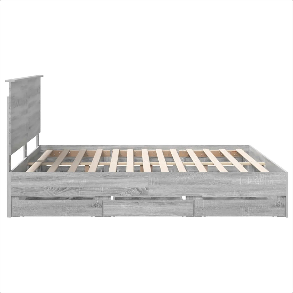 Struttura del letto con cassetto Grigio Sonoma 200 x 200 cm