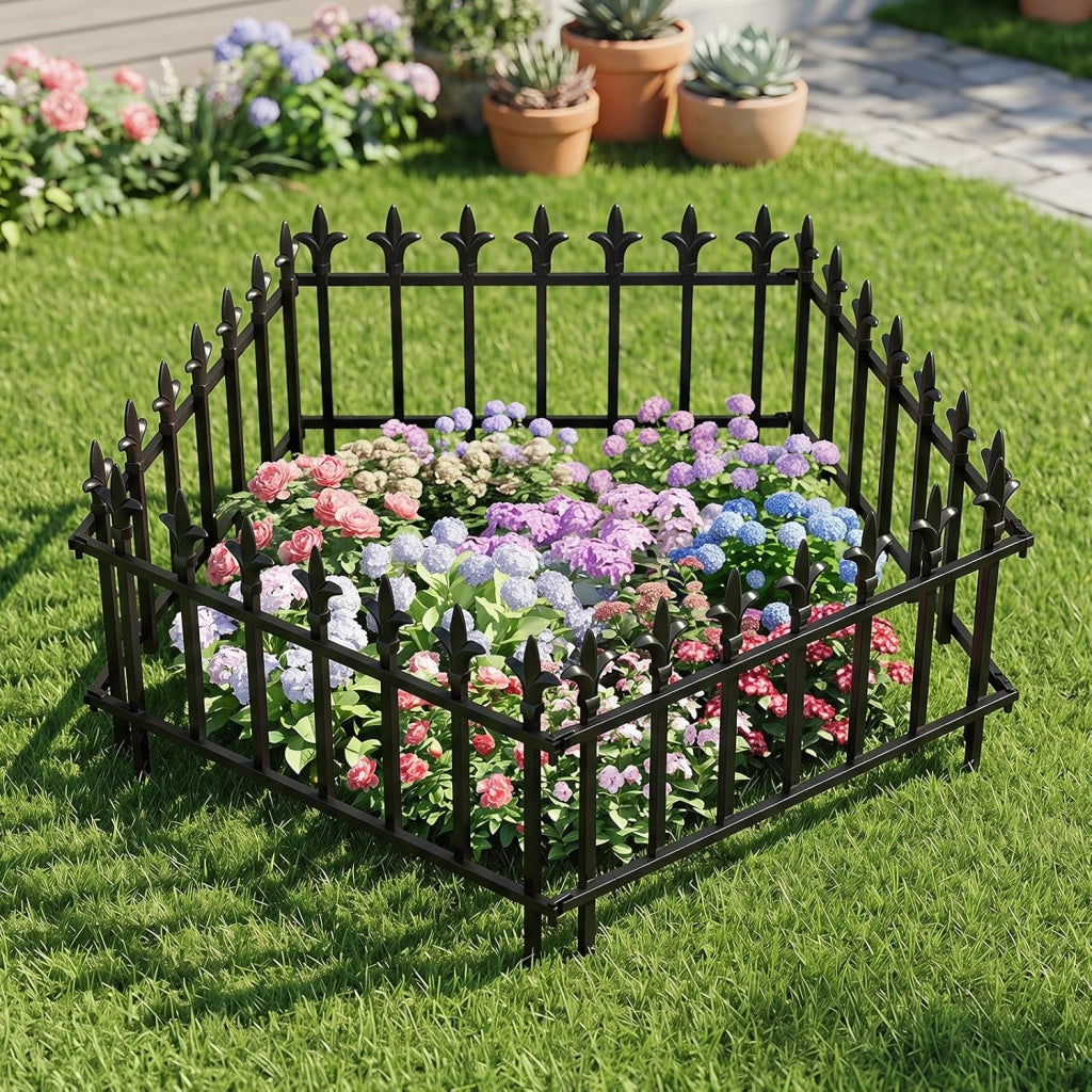 Recinzione da Giardino, Bordure per Aiuole in Metallo (5) | Recinto da Esterno Pieghevole e Flessibile, per Giardino e Cortile, 56 x 44 cm