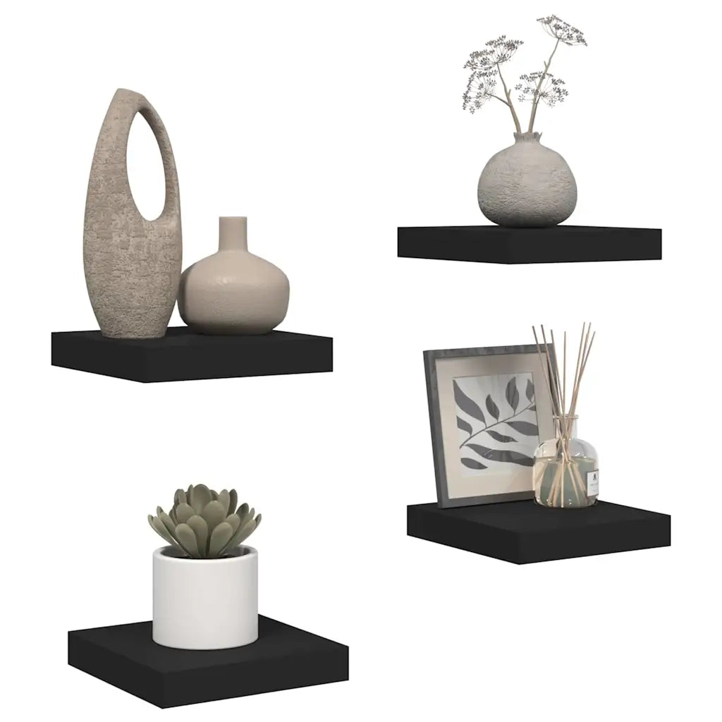 Mensole a Muro 4 pz Nere 23x23,5x3,8 cm in MDF cod mxl 33131