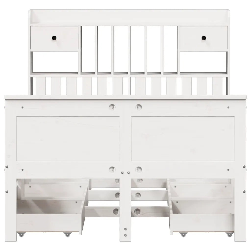 Letto Libreria senza Materasso Bianco 135x190 cm Legno di Pino 3308937