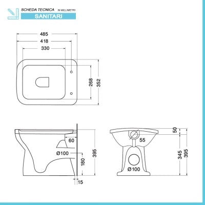 Coppia wc e bidet con scarico a parete e copriwc originale Ginevra