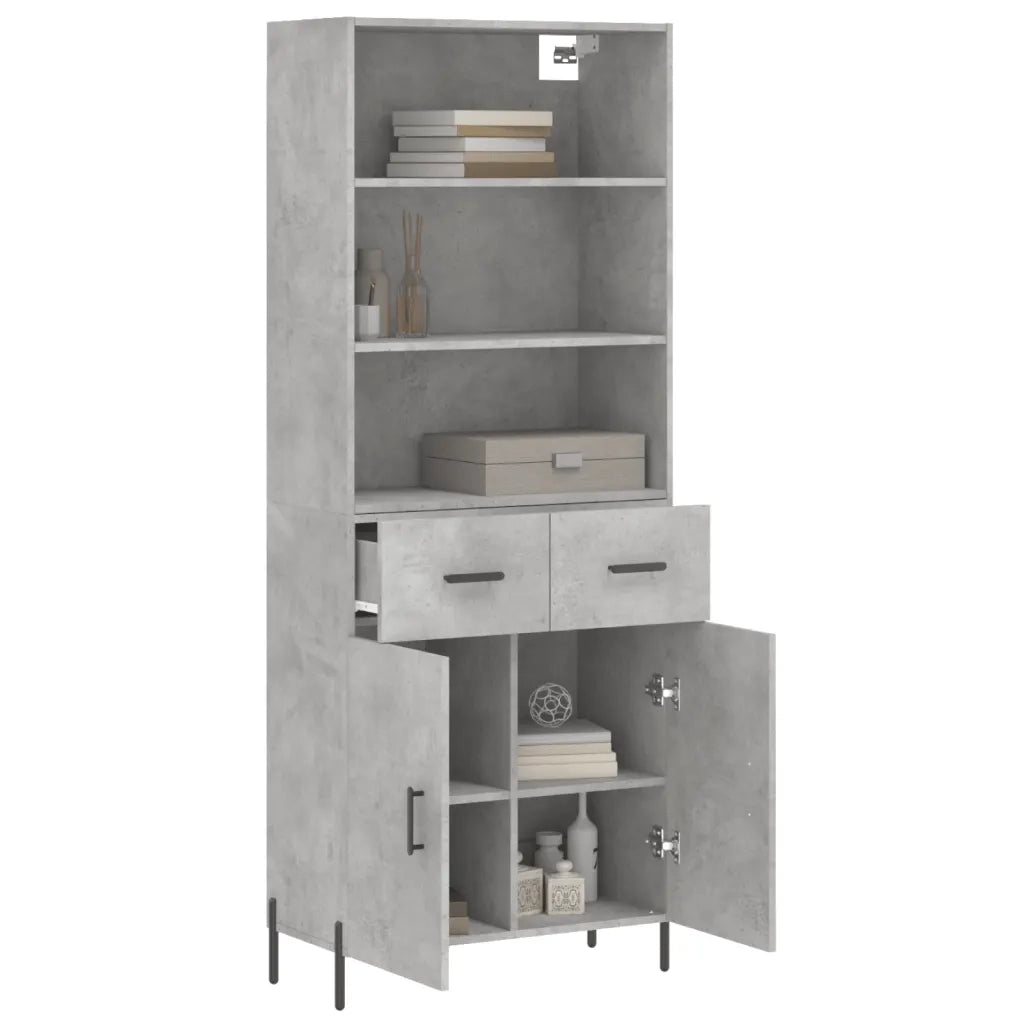 Credenza-Buffet-Armadio da cucina Grigio Cemento 69,5x34x180 cm in Legno Multistrato 480417