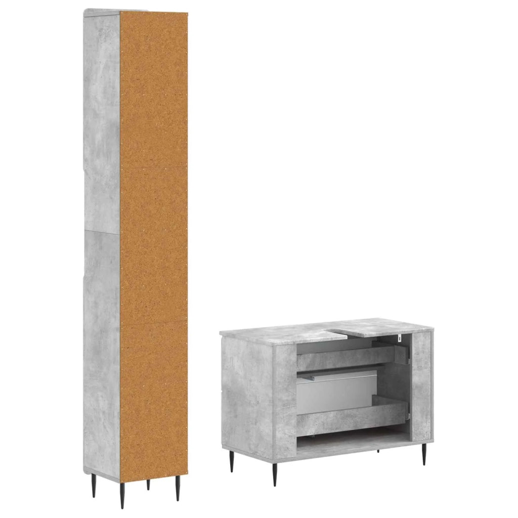 Set di Armadi da Bagno da 2 Pezzi ZWOLLE Grigio Cemento 3417516