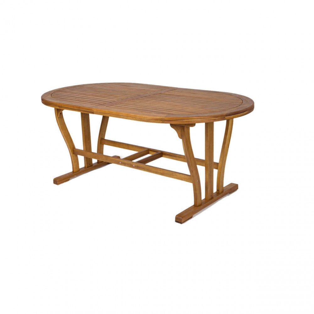 Tavolo Allungabile Ovale Double 180/240x100x74 h cm in Legno di Acacia Marrone