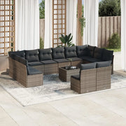 Set Divani da Giardino 13 pz con Cuscini Grigio in Polyrattan 3250219