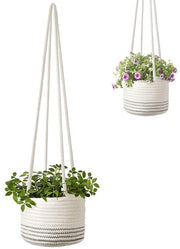 Macerie per piante, contenitore per piante di cotone, contenitore di stoccaggio per piante, vaso per piante appeso di stuoia, appoggio per piante, per piante, decorazione interna ed esterna, 20*15cm