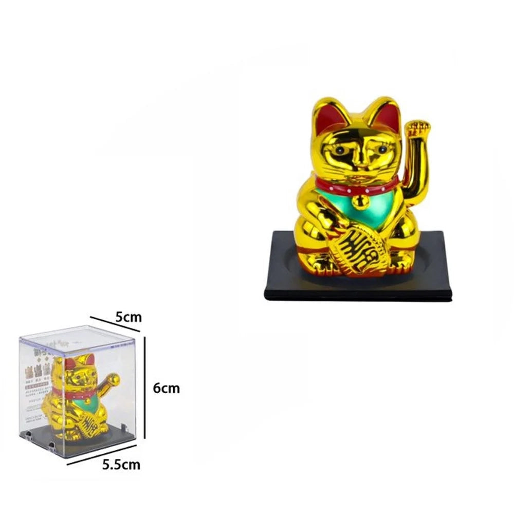 Trade Shop - Gatto Portafortuna Feng Shui Dorato Maneki Neko Che Fa Cenno E Saluta 5x5,5x6cm 73770 -
