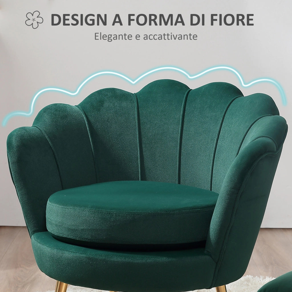 Poltrona Vintage in Velluto Verde ¨C Zephmum ¨C Poltroncina da Camera