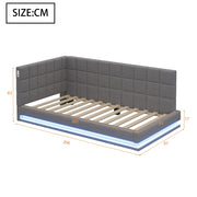 Divano letto 90x200cm - Xylo - velluto grigio, luce LED, USB, comodo
