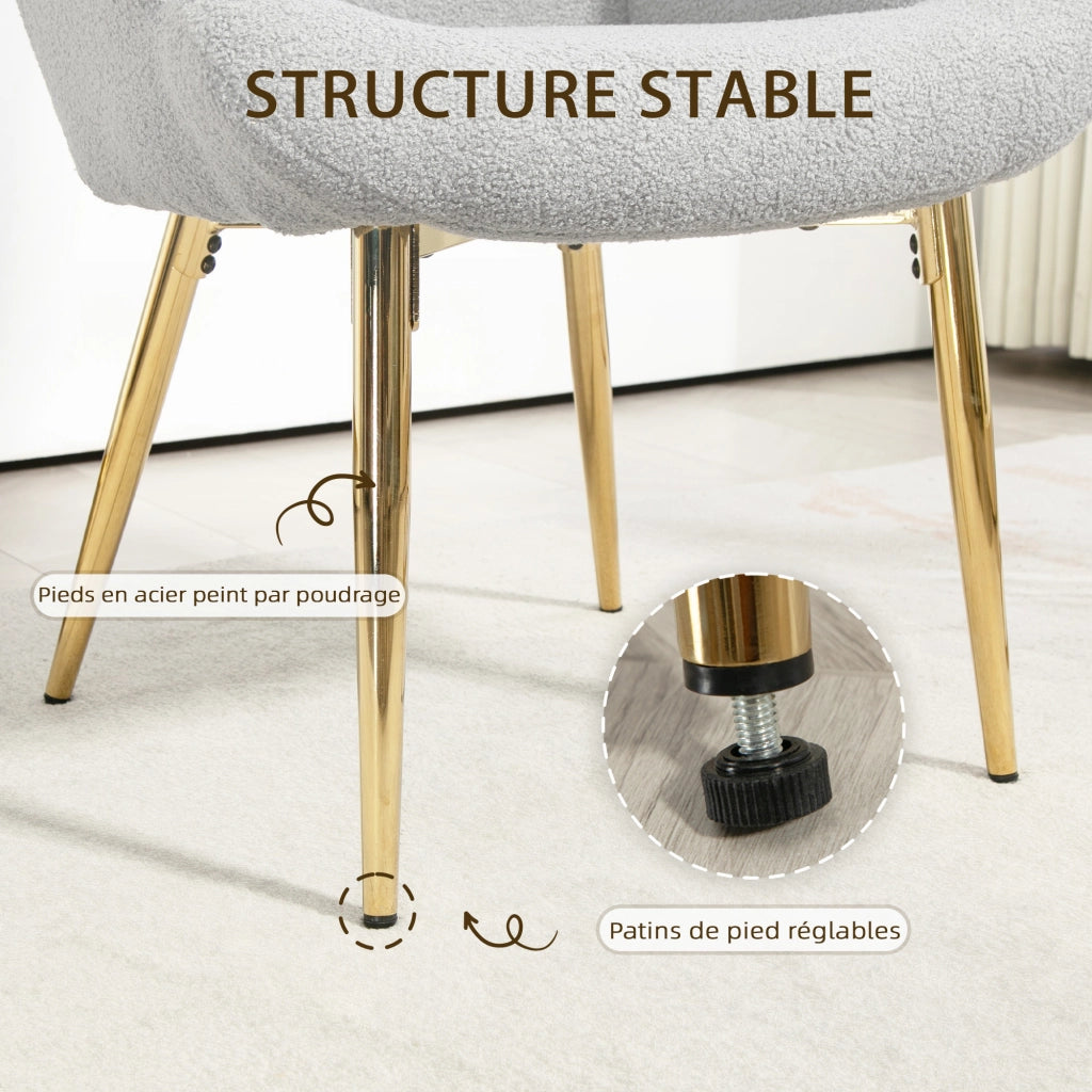 Poltrona con Poggiapiedi ¨C Zephmum ¨C Grigio Boucl¨¦ Tessuto Dondolo