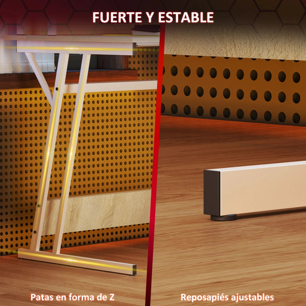 Scrivania Gaming con LED 100x60 cm ¨C Zephmum ¨C Legno Naturale