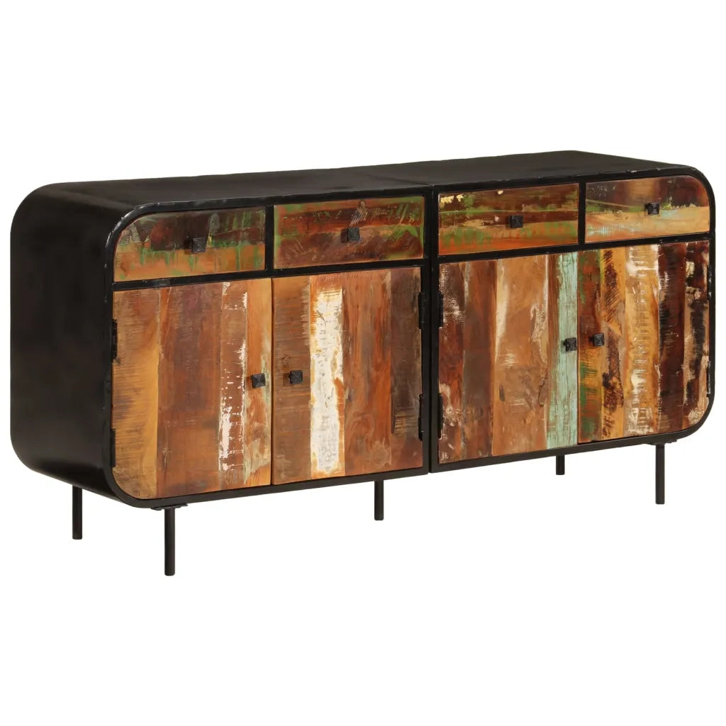 Credenza 140x35x70 cm in Legno Massello di Recupero e Metallo