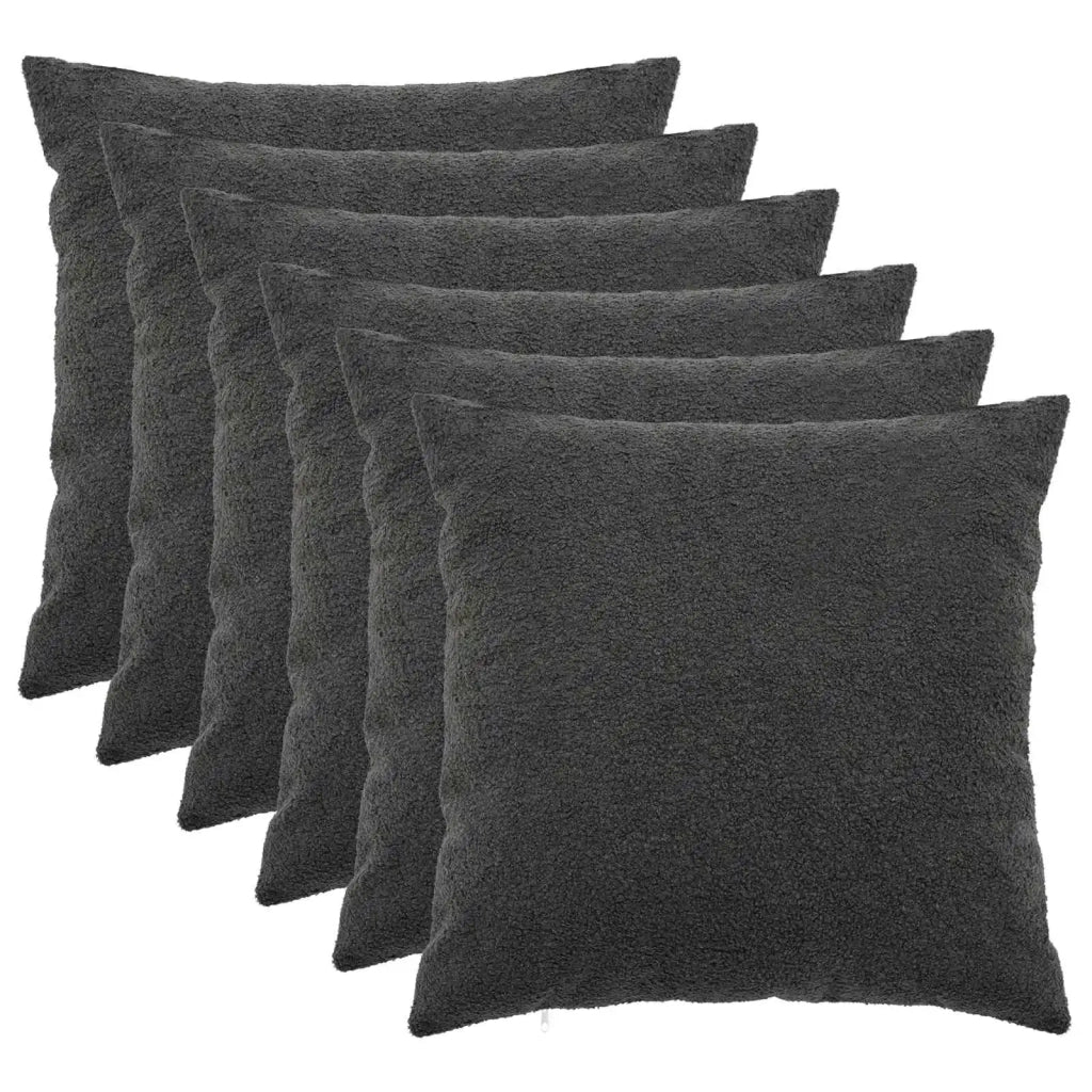 Federa 6 pcs HEERLEN Grigio Scuro 65 x 65 cm Bouclé 912964