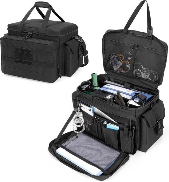 Borsa di pattuglia con tasca per laptop - Organizzatore per forze dell'ordine e pubblica sicurezza - Fodera molle compatibile - Organizzatore di auto per sedile anteriori fino a 156 pollici