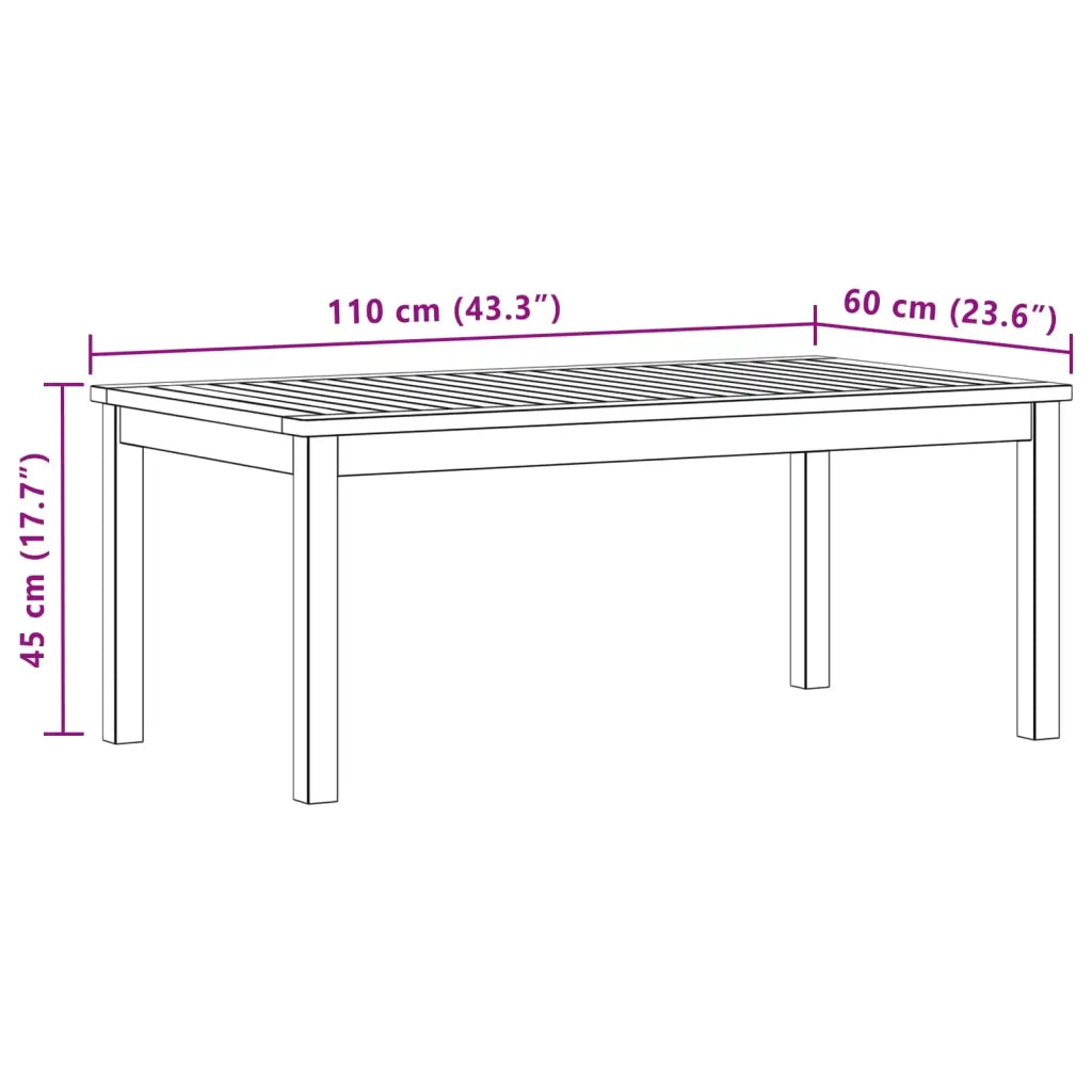 Tavolino da salotto Acacia chiaro 110 x 60 x 45 cm 42026785