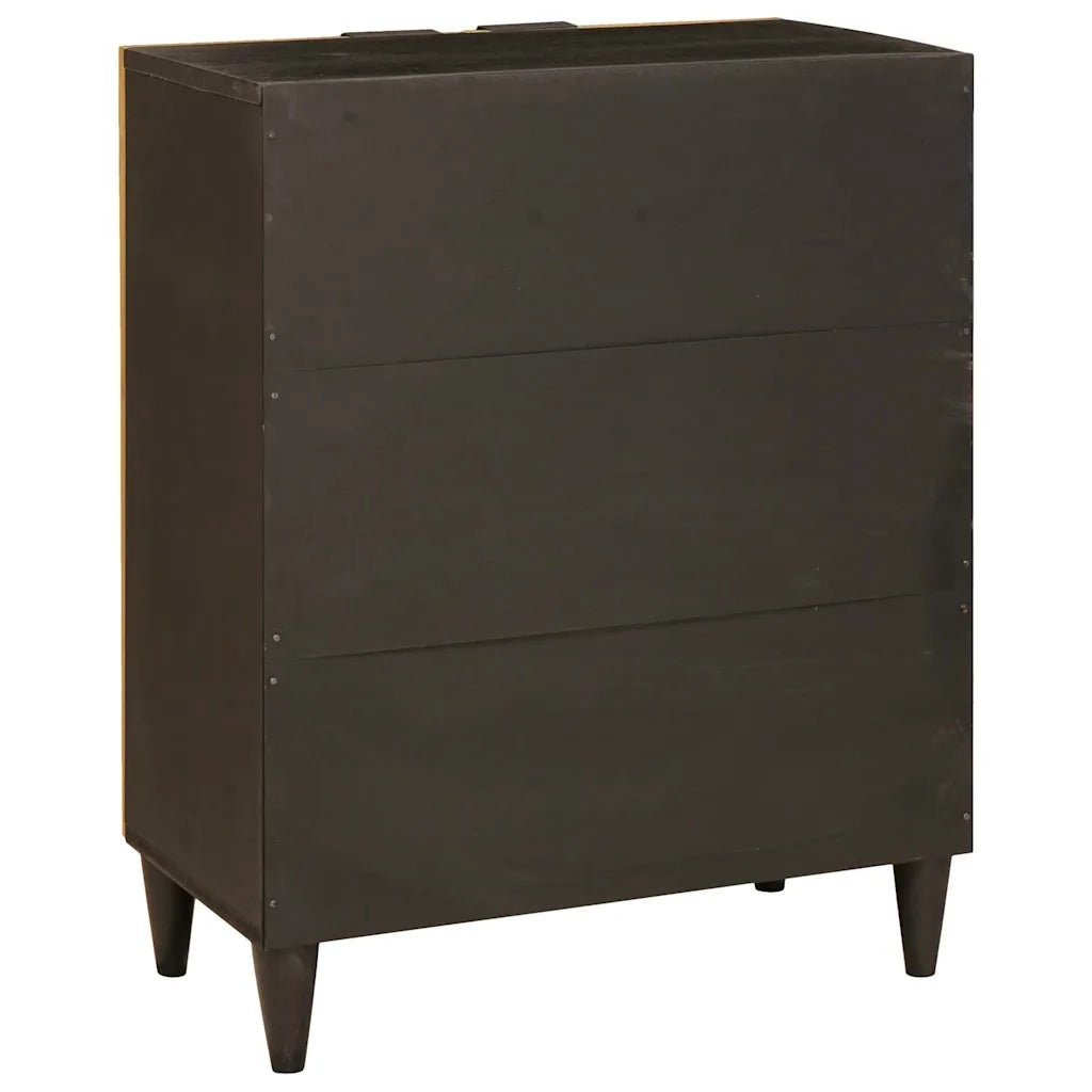 Credenza-Buffet-Armadio da cucina Nero e Oro 60 x 33 x 75 cm legno massello di mango 232088