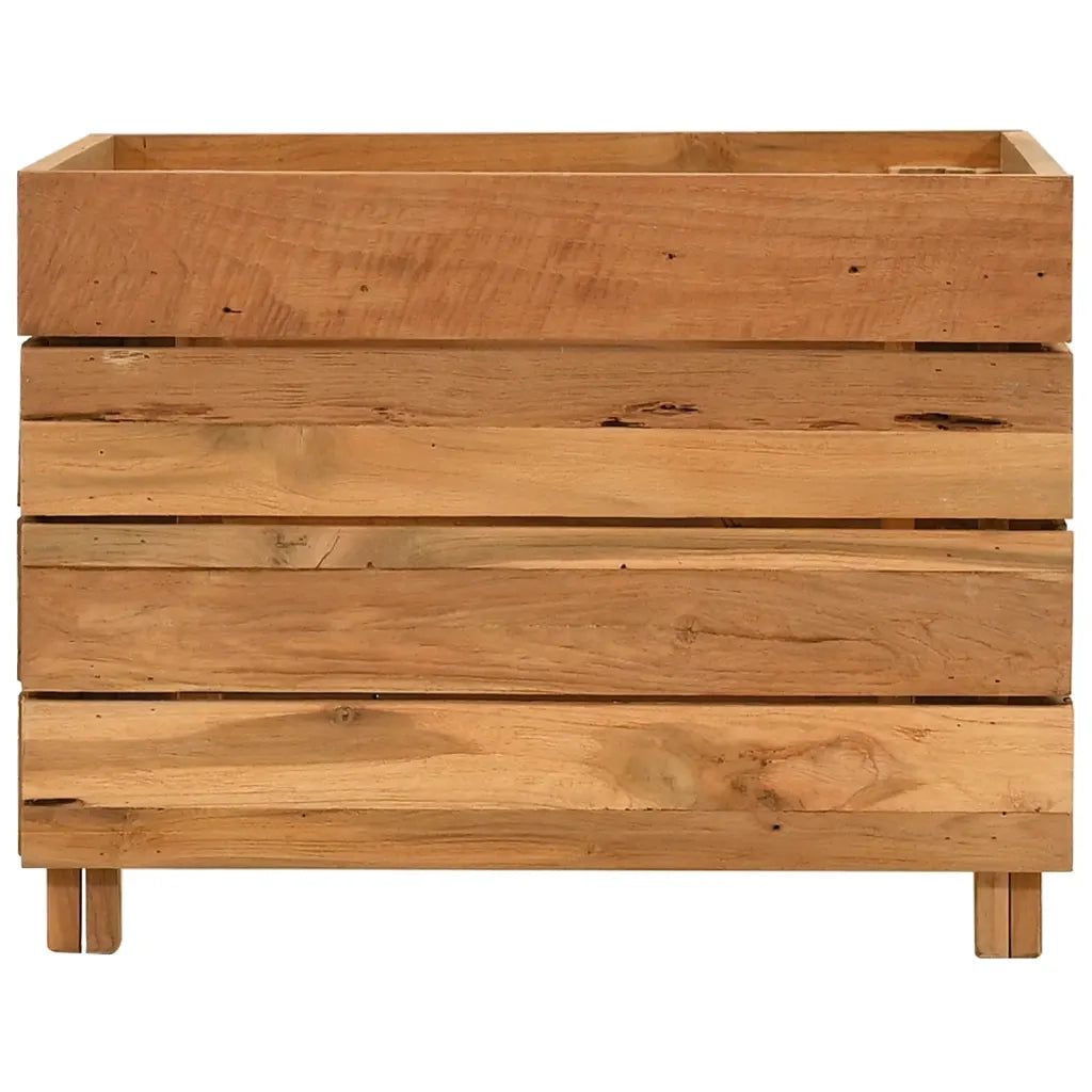 Letto Rialzato 50x40x38 cm Legno di Teak di Recupero e Acciaio 47421