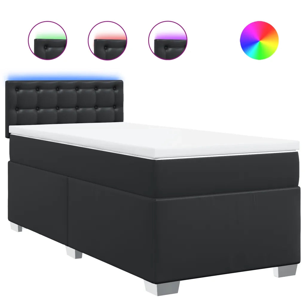 Giroletto a Molle con Materasso Nero 80x200 cm in Similpelle 3288396