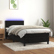 Letto a Molle con Materasso e LED-Struttura Letto con Materasso Nero 90x200 cm in Velluto 316512