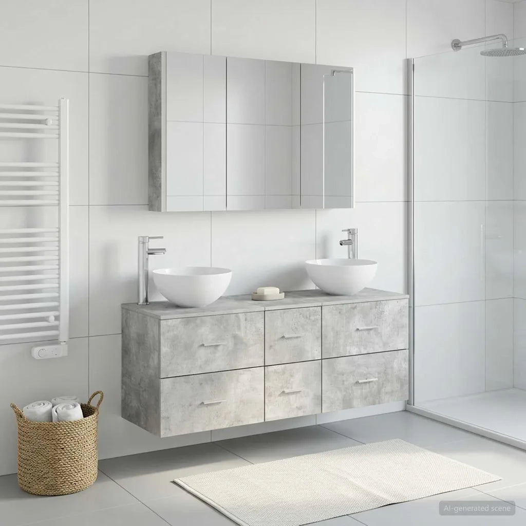 Set di mobili per il bagno 4 pcs Grigio Cemento 3406746