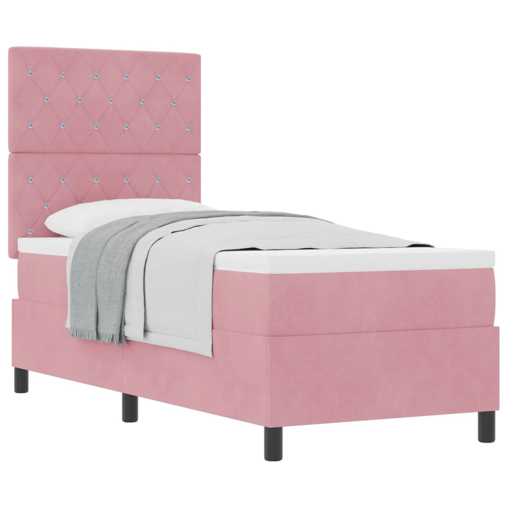 Letto a molle con materasso Rosa 80 x 200 cm Velluto 3339733