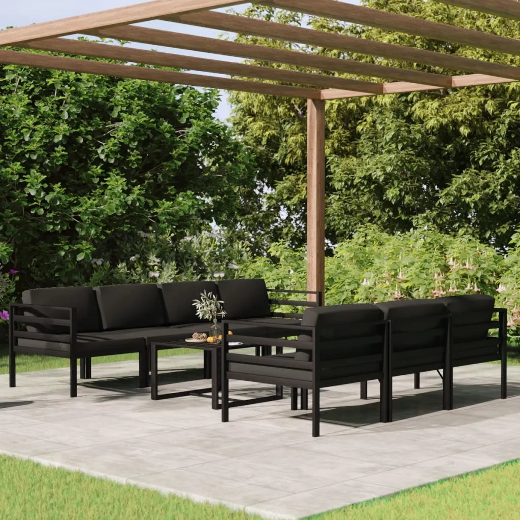 Set Divani da Giardino 8 pz con Cuscini in Alluminio Antracite cod mxl 41612