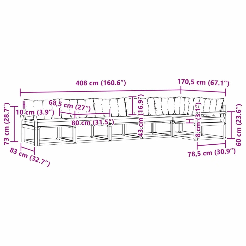 Set di divani da esterno 6 pcs Bianco e Grigio Chiaro 3388733