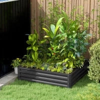 Fioriera da Giardino, Fioriera con Struttura in Acciaio, 120 x 120 x 30 cm, Grigio Chiaro